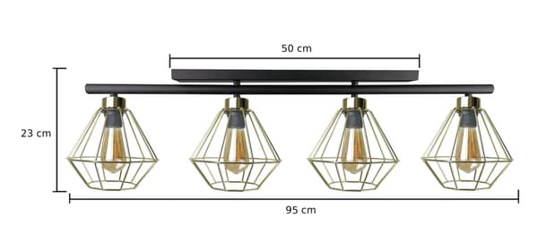 Loftlampe 4xE27 FEBRIS SORT/GULD