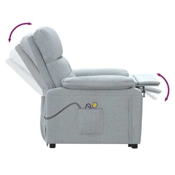 vidaXL elektrisk massagestol lysegrå stof