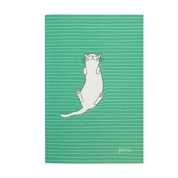 Mellemstor notesbog - Feline Fine (Fed Grøn)