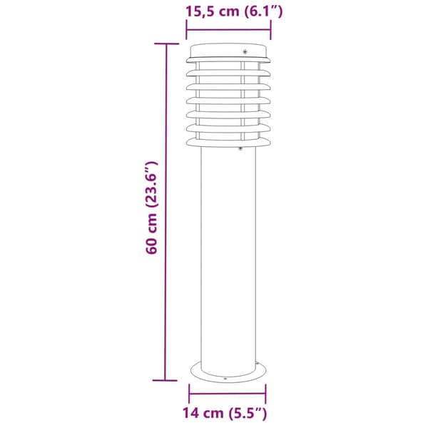 vidaXL havelampe sort 60 cm rustfrit stål