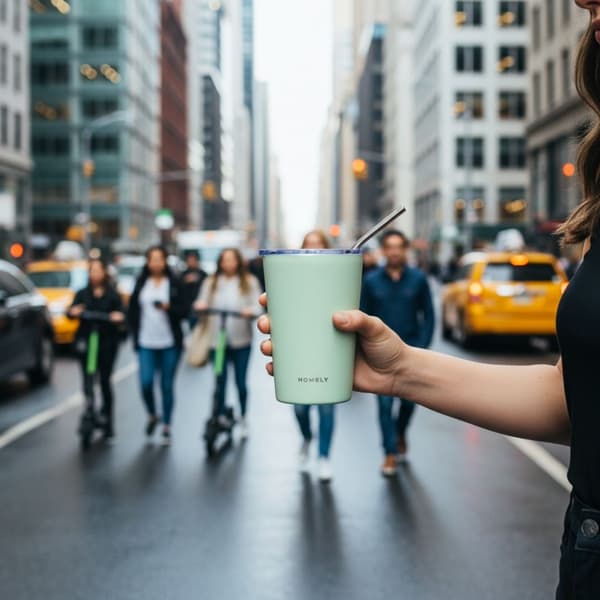 Seafoam 400 ml termosmugg med sugrör