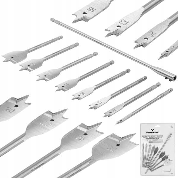 TRÄBORRSET, Platt, 8 st, 6-32 mm, Vorstahl