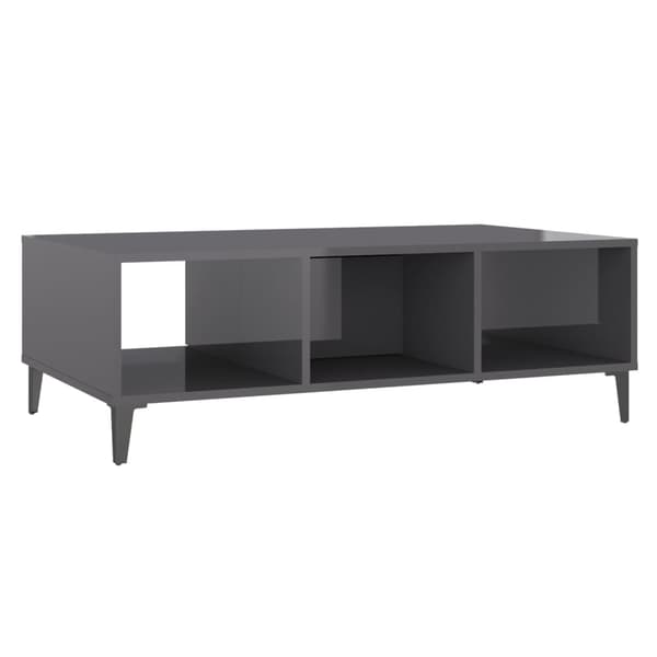 vidaXL Soffbord, grått, högglans, 103,5x60x35 cm