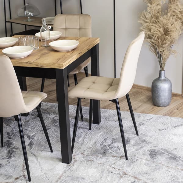 Klädd matstol PERU Beige sammet Modern Loft
