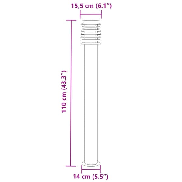 vidaXL havelampe sølv 100 cm rustfrit stål