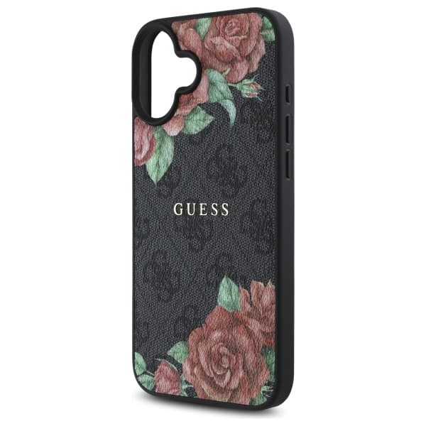 Guess 4G blomsterprint MagSafe-etui til iPhone 16, sort