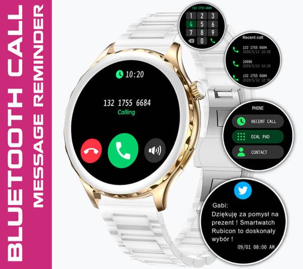 Damsk smartwatch Rubicon RNCF02 - Samtal, Extra rem (sr048b)