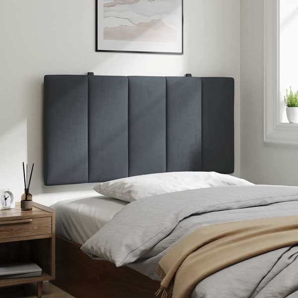 vidaXL Sängynpäädyn tyyny, tummanharmaa, 100 cm, sametti