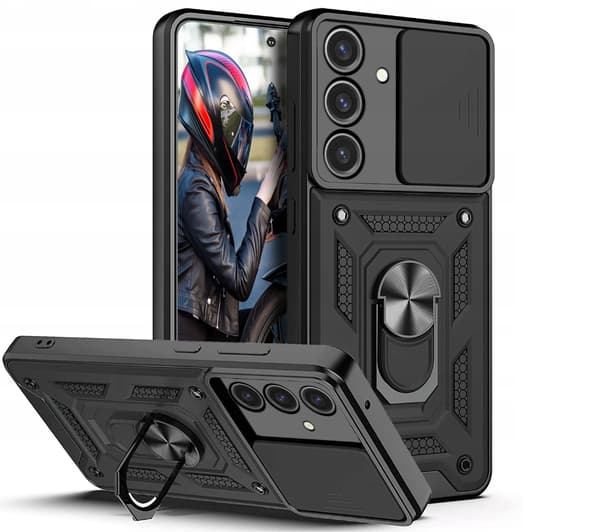 Etui til Samsung Galaxy S24 FE ARMOR SLIDE RING FORSTÆRKET ETUI + 9H GLAS