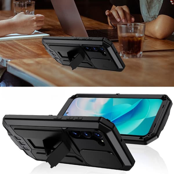 Pansret cover til Samsung Galaxy S23, R-JUST CamShield Slide, sort