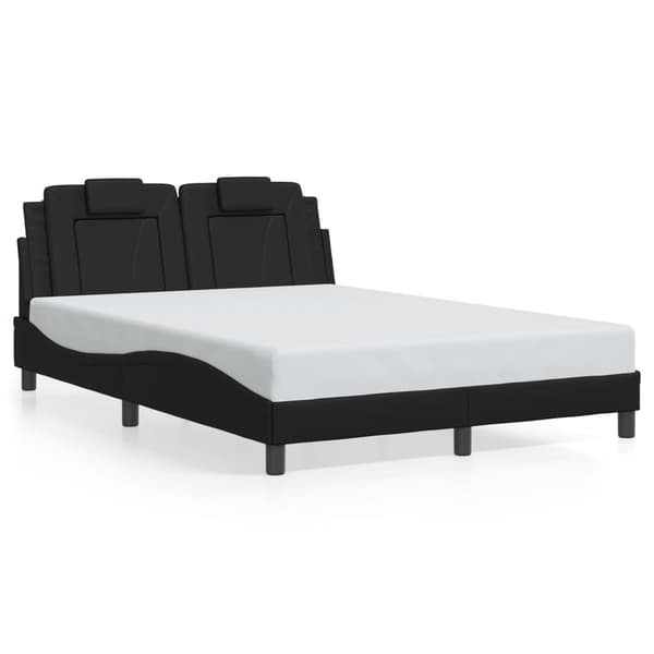 vidaXL sengestel med LED sort 140x200 cm kunstlæder