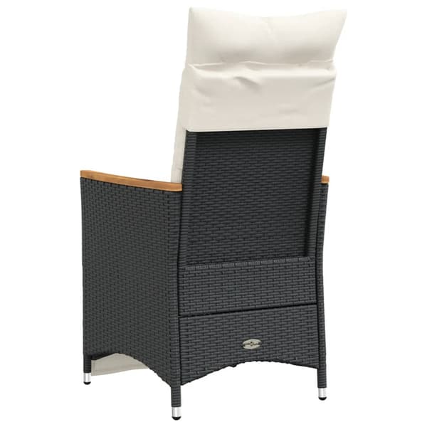 vidaXL havestol med hynder, sort polyrattan