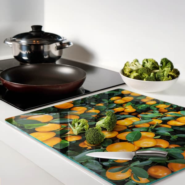 Multifunktionell dekorativ glastavla med mandarintryck 60x52 cm