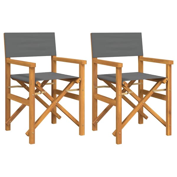 vidaXL Hopfällbara regissörsstolar, set om 2, grå, teak