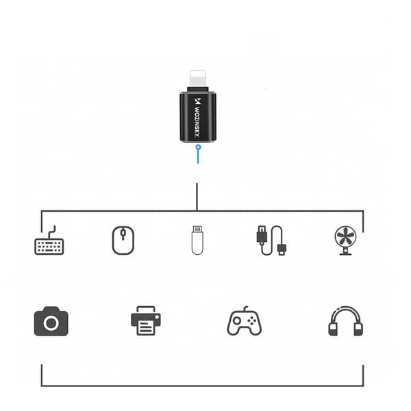 iPhone Lightning till USB-A OTG-adapter – svart