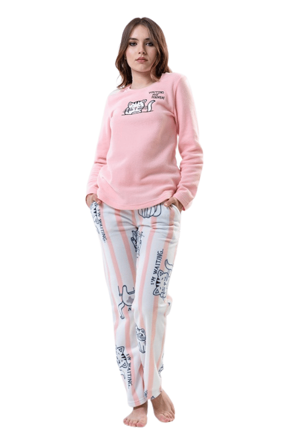 Vienetta tyk varm fleece pyjamas til kvinder, XL kat
