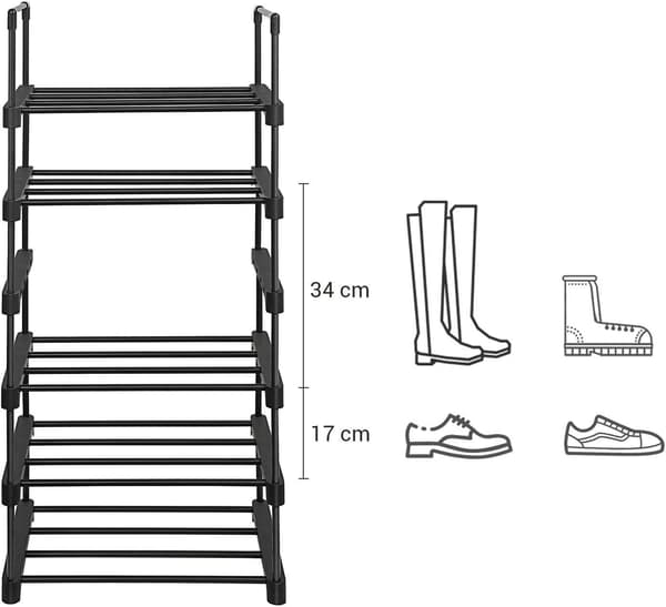 Sort modulært skoskab 106 cm