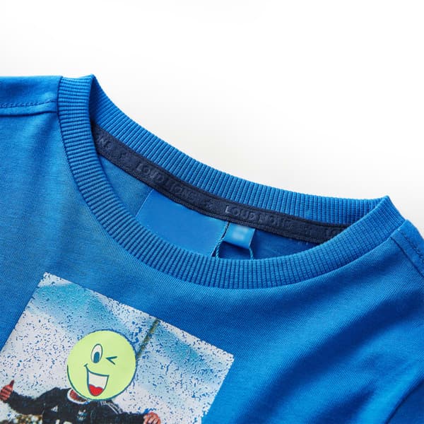 Barn långärmad T-shirt, koboltblå, 128