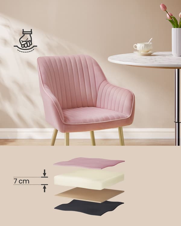 Pastelrosa polstret stol