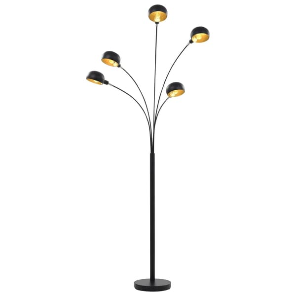 vidaXL gulvlampe, 200 cm, 5 x E14, sort og guld