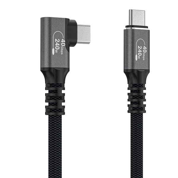 Thunderbolt 4 USB-C 240W 4K 1m kulmakaapeli - musta