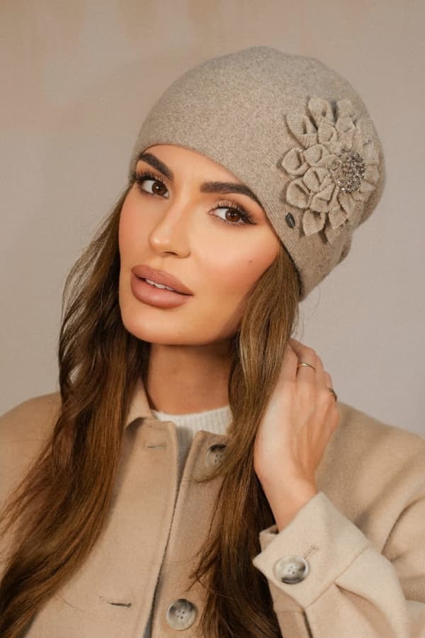 CRUZE dame vinterhue, mørk beige