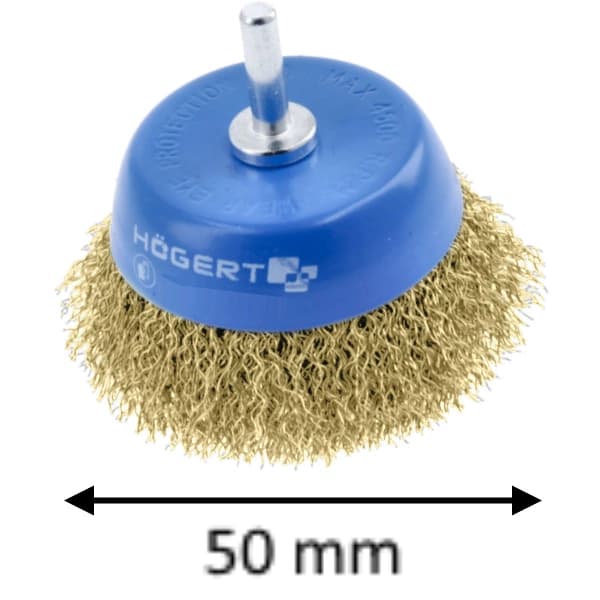 Messingforbørste med 50 mm skaft, 0,3 mm messingtråd HOEGERT