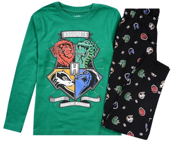 Harry Potter drengepyjamas bomuldspyjamas langærmet grøn 104