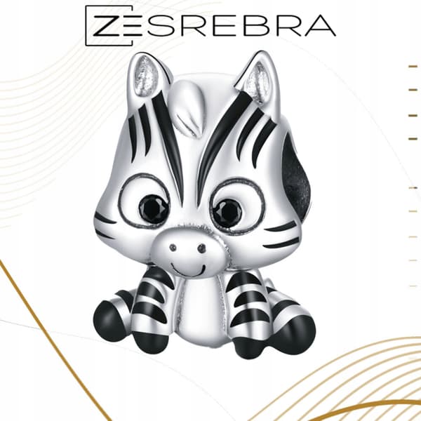 Berlocker zebrapärlor silver pr 925 djurhänge silverränder