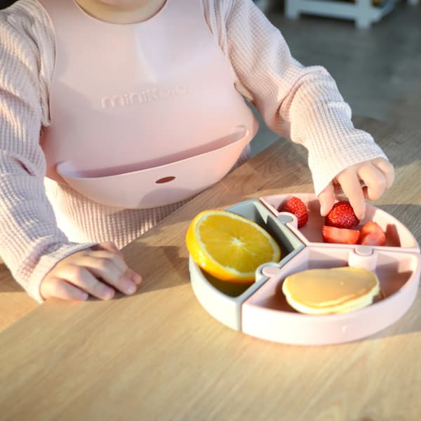 Silikonpusselplatta för barn med sugkopp 3 bitar 19 cm rosa