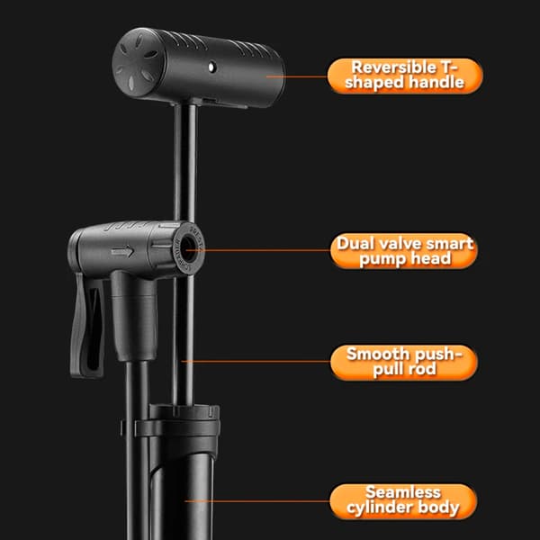 Handcykelpump med 8 bar tryckmätare - svart