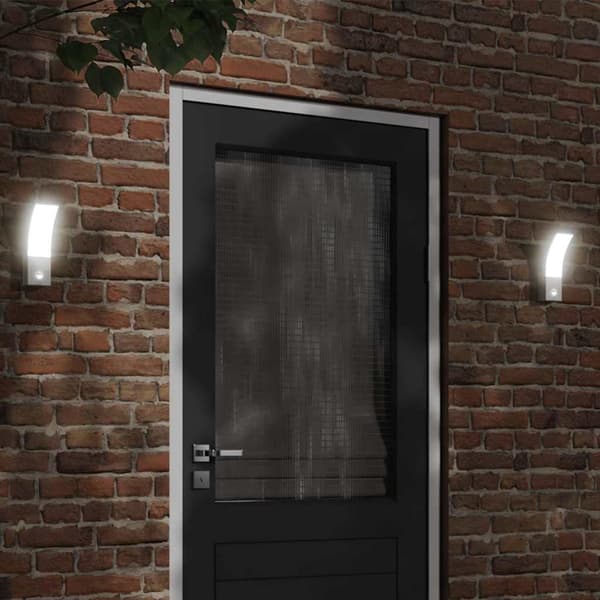 vidaXL Utomhusvägglampor med LED-sensor, 2 st, vit, aluminium