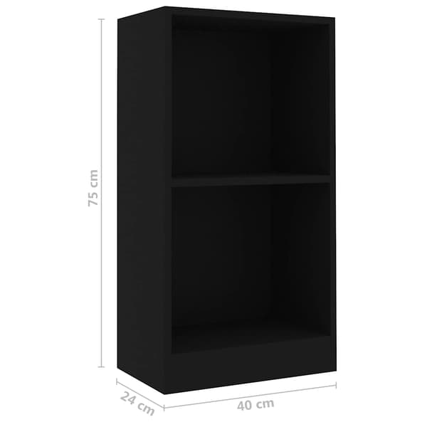 vidaXL bogreol sort 40 x 24 x 75 cm spånplade