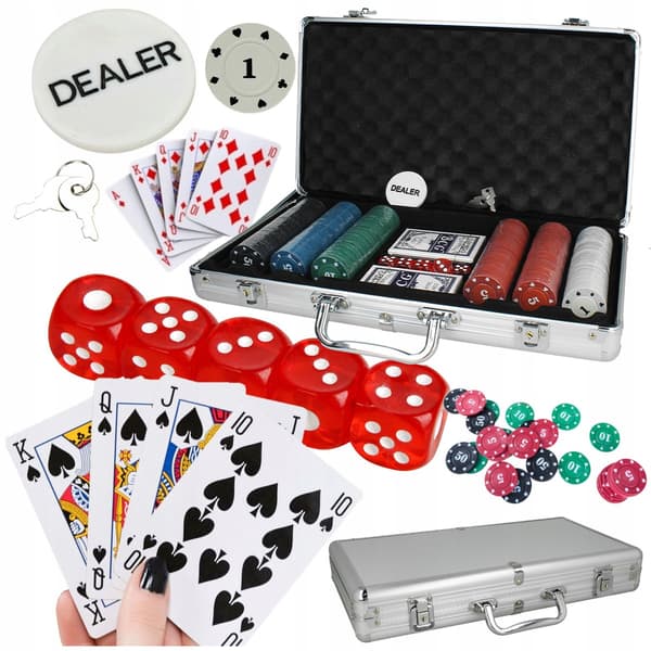 [pack][5] Texas Pokerset 300 marker 2 kortlekar 5 tärningar U525N