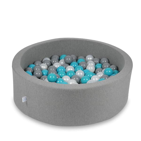Tør pool 90x30cm grå med 200 bolde: turkis, grå, perlemor