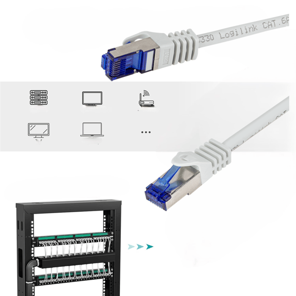 LogiLink Ultraflex Cat.6A S/FTP-patchkabel 0,5 m grå 10 Gb-certifierad