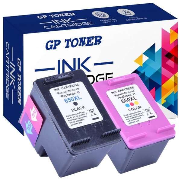 2x blækpatroner til HP GP-H650XL sort+CMY GP