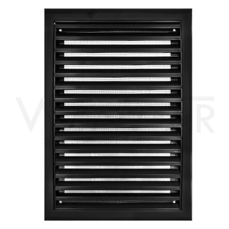 Ventilationsgitter 172x247 mm med net, sort