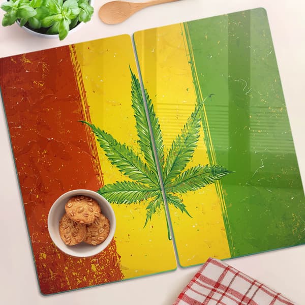 Dekorative glas-snackbrætter Rasta-flag 2x30x52 cm