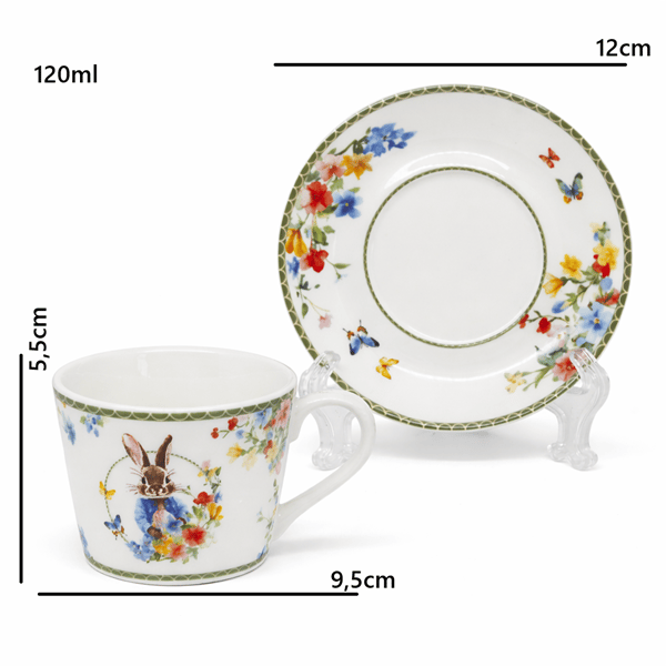 Set med porslinskoppar 2x120ml påskhare presentask