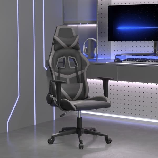 vidaXL gamingstol, sort og grå, kunstlæder