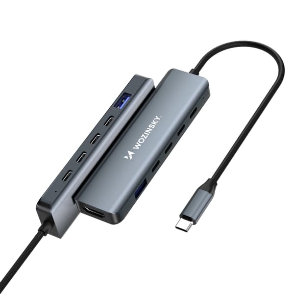 6-i-1 Hub USB-A USB-C DisplayPort HDMI Splitter - Grå