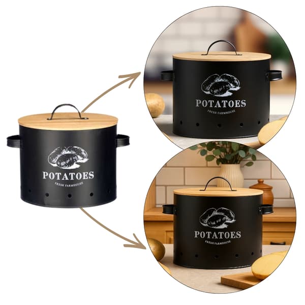 Potatislåda, svart, bambulock
