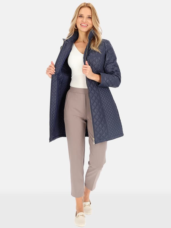 ELEGANT QUILTET DAME-OVERGANGSFRAKKE