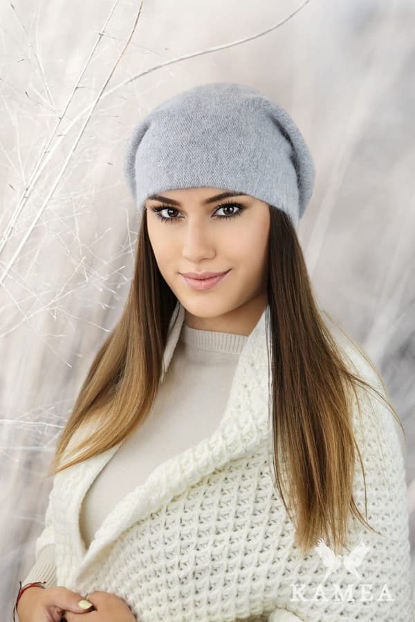 CLEO moderigtig angora baret, grå