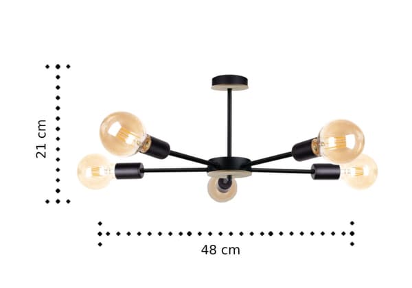 Loftlampe 5xE27 SUN WOOD SORT