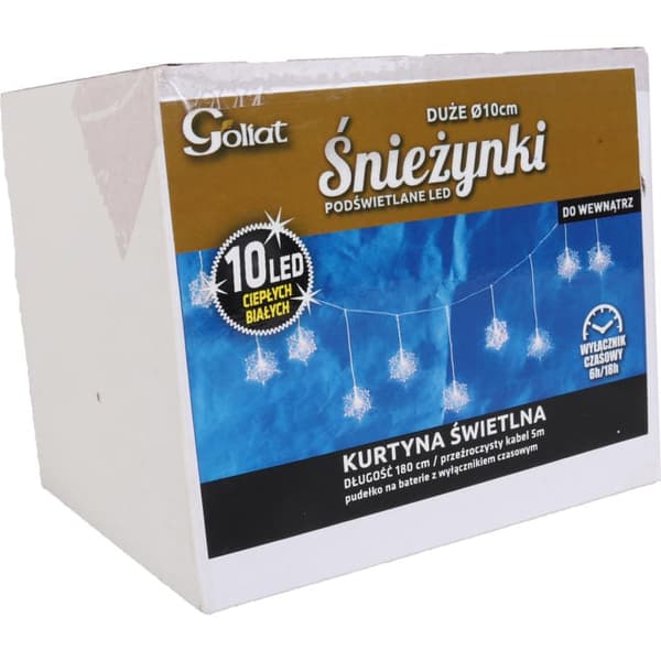 Vit batteridriven snöflinga LED-ljusridå med timer