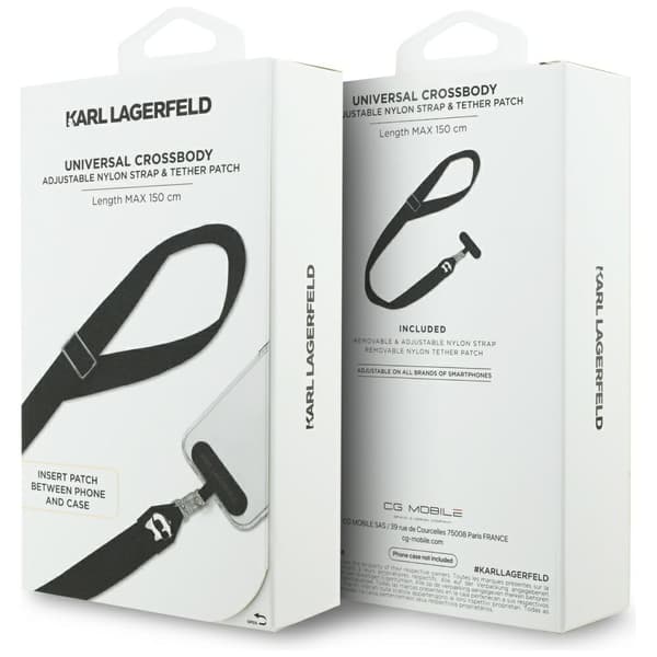 Karl Lagerfeld Universal Strap Tether Patch Choupette Metalllogotyp Svart