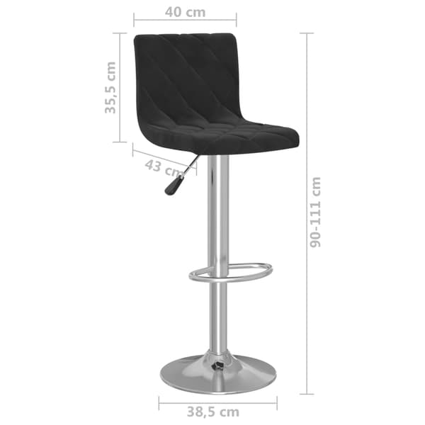 vidaXL Barstolar, set om 2, svarta, klädda i sammet