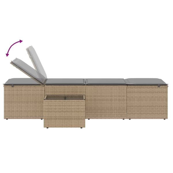 vidaXL Solstolar med bord, set om 2, beige, polyrotting